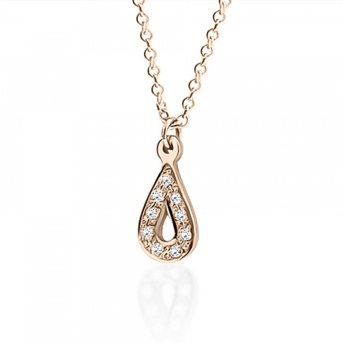 Drop necklace, Κ14 pink gold with diamonds 0.04ct, VS2, H ko5005 NECKLACES Κοσμηματα - chrilia.gr