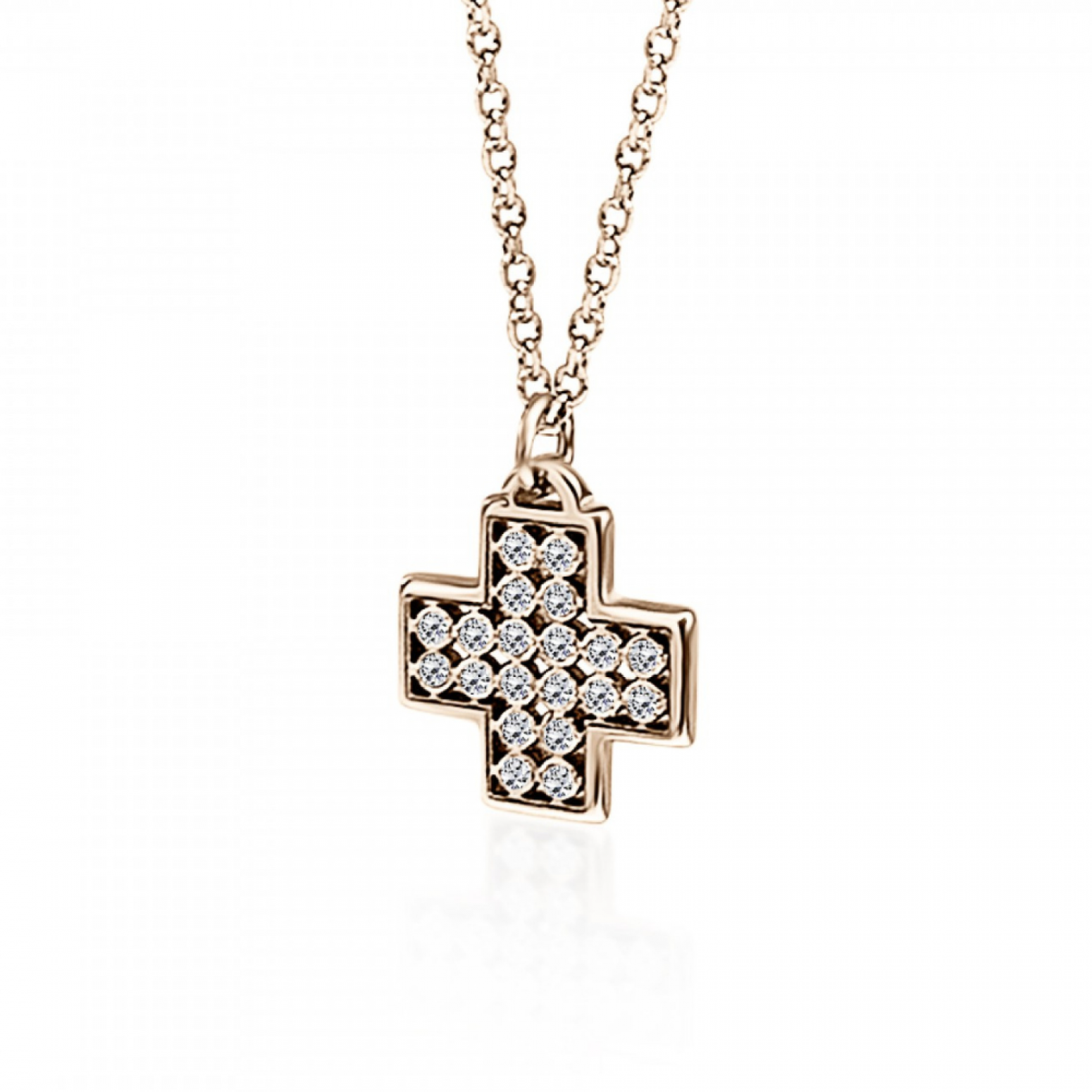 Cross neclace, Κ14 pink gold with diamonds 0.06ct, VS2, H ko5013 NECKLACES Κοσμηματα - chrilia.gr