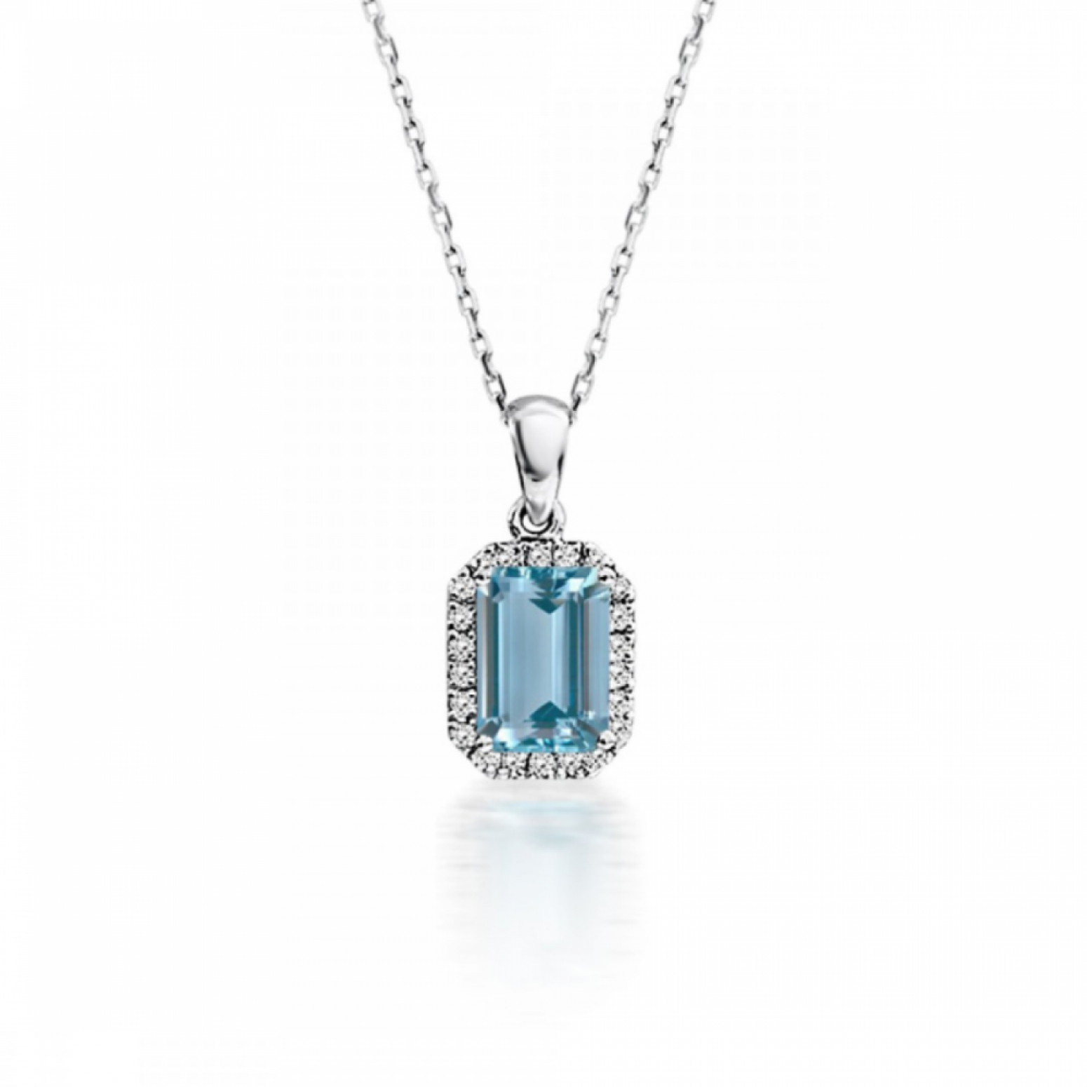 Multistone necklace 18K white gold with aquamarine 0.81ct and diamonds 0.09ct, VS1, H ko5192 NECKLACES Κοσμηματα - chrilia.gr