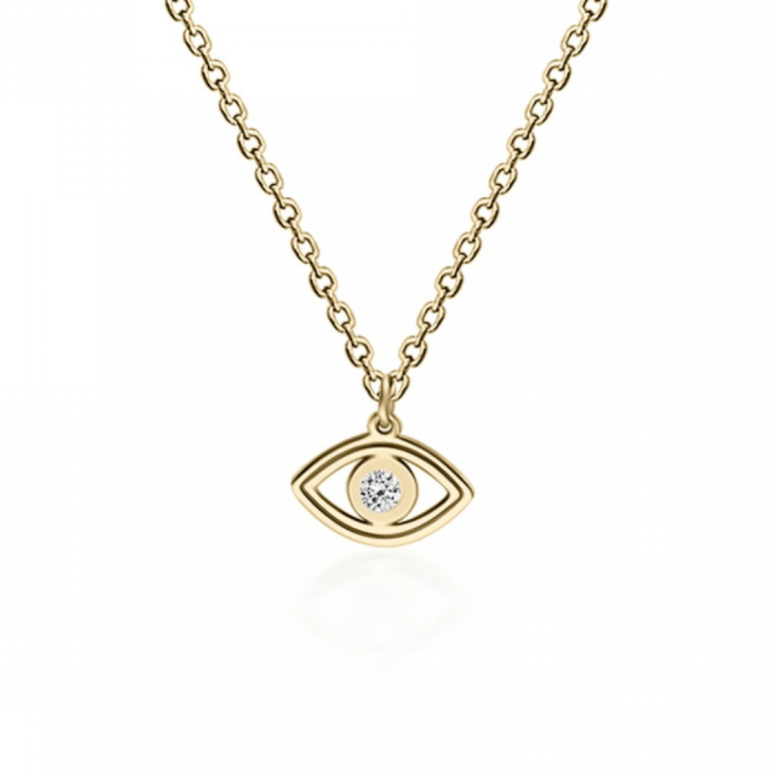 Eye necklace, Κ14 gold with diamond 0.02ct, VS2, H ko5295 NECKLACES Κοσμηματα - chrilia.gr