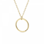 Round necklace, Κ14 gold with diamond 0.003ct, VS2, H ko5299 NECKLACES Κοσμηματα - chrilia.gr