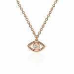 Eye necklace, Κ14 pink gold with diamond 0.02ct, VS2, H ko5323 NECKLACES Κοσμηματα - chrilia.gr