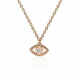 Eye necklace, Κ14 pink gold with diamond 0.02ct, VS2, H ko5323