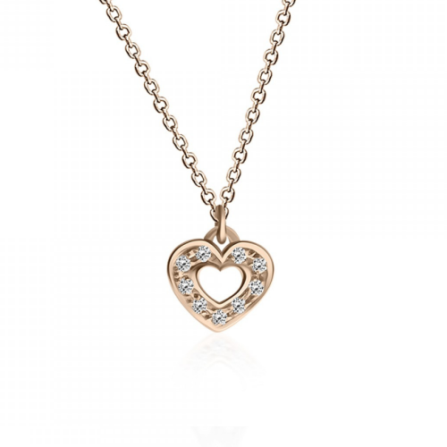 Heart necklace, Κ14 pink gold with diamonds 0.04ct, VS2, H ko5324 NECKLACES Κοσμηματα - chrilia.gr