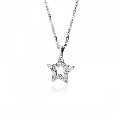 Star necklace, Κ18 white gold with diamonds 0.07ct, VS1, H ko5433 NECKLACES Κοσμηματα - chrilia.gr