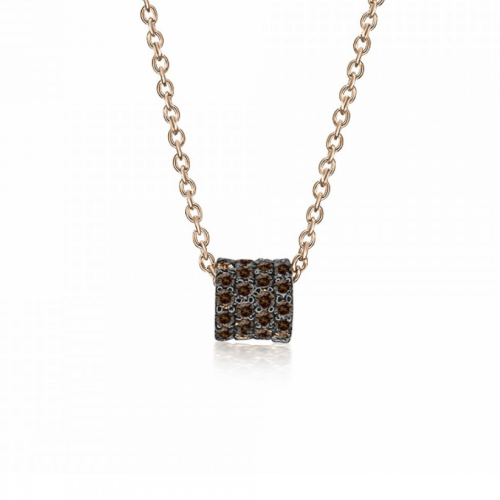 Multistone necklace 14K pink gold with brown diamonds 0.24ct, ko5580 NECKLACES Κοσμηματα - chrilia.gr