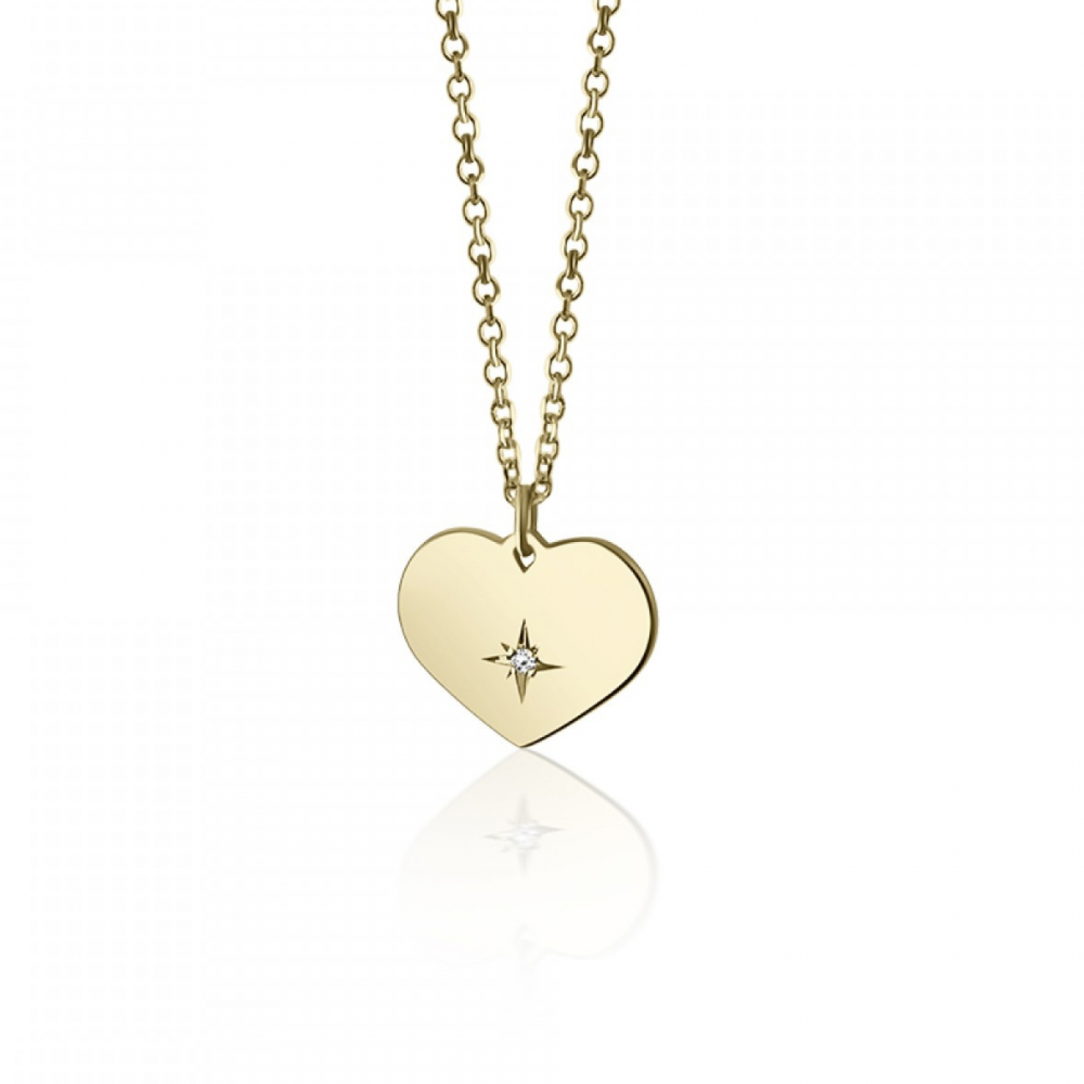Heart necklace, Κ14 gold with diamond 0.003ct, VS2, H ko5611 NECKLACES Κοσμηματα - chrilia.gr