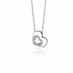 Heart necklace, Κ14 white gold with diamonds 0.06ct, VS2, H ko5616 NECKLACES Κοσμηματα - chrilia.gr
