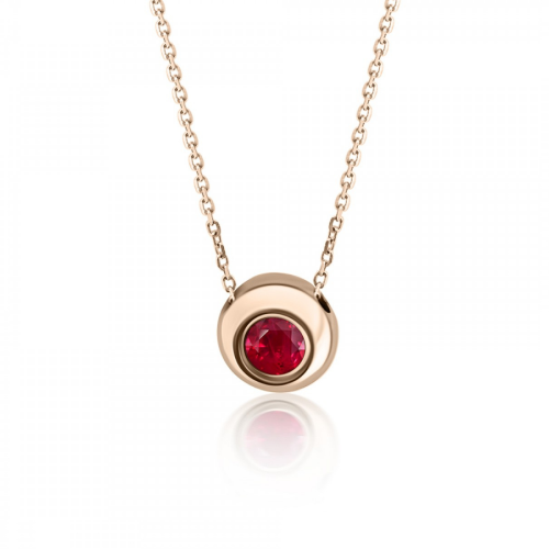Solitaire necklace, K18 pink gold with ruby 0.15ct, ko5623 NECKLACES Κοσμηματα - chrilia.gr