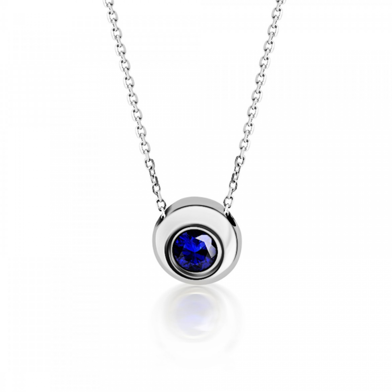 Solitaire necklace, K18 white gold with sapphire 0.15ct, ko5625 NECKLACES Κοσμηματα - chrilia.gr