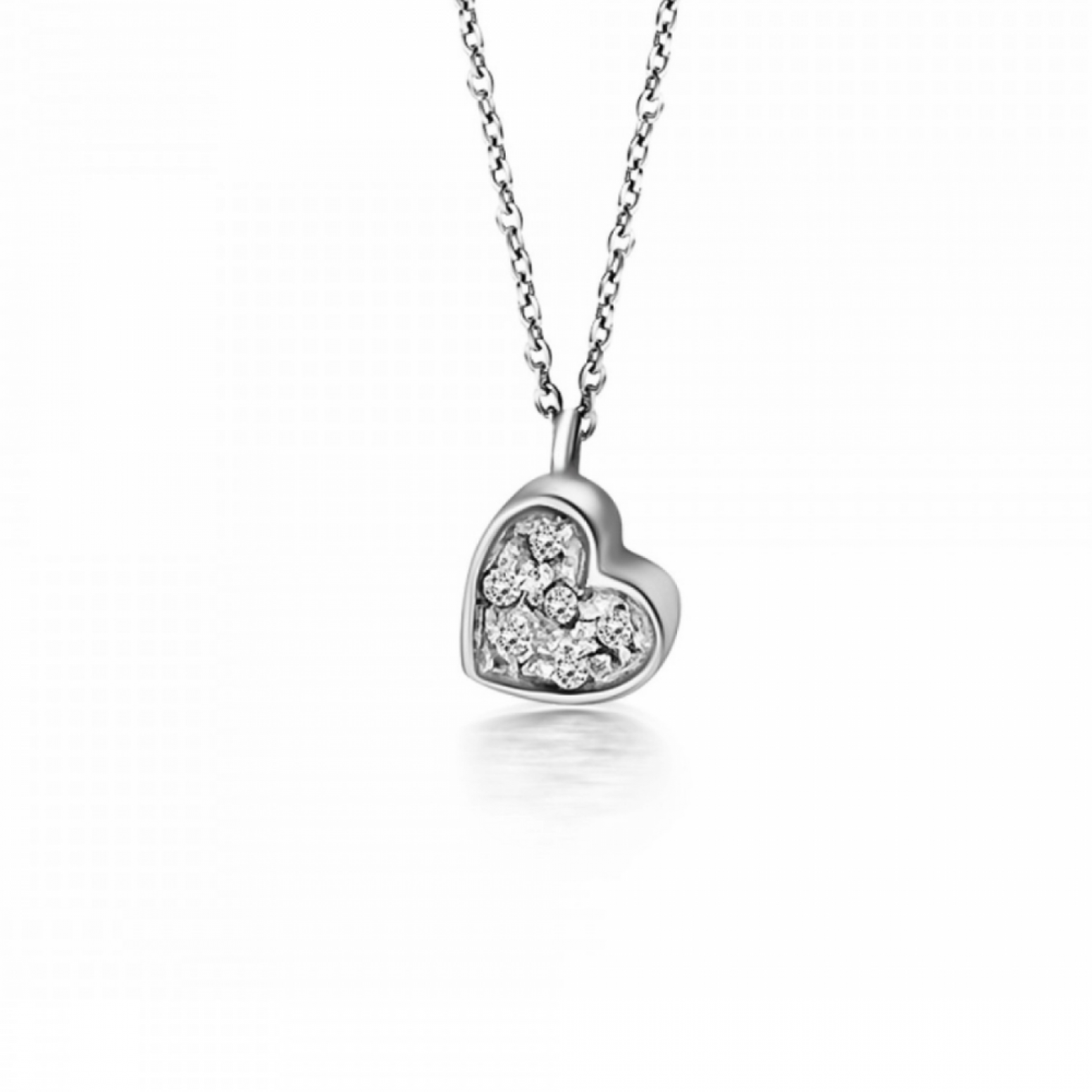 Heart necklace, Κ18 white gold with diamonds 0.03ct, SI1, H ko5631 NECKLACES Κοσμηματα - chrilia.gr
