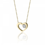 Heart necklace, Κ18 gold with diamond 0.015ct, VS2, H ko5635 NECKLACES Κοσμηματα - chrilia.gr
