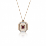 Necklace, Κ18 pink gold with ruby 0.22ct, diamonds 0.17ct VS1, G and enamel ko5759 NECKLACES Κοσμηματα - chrilia.gr