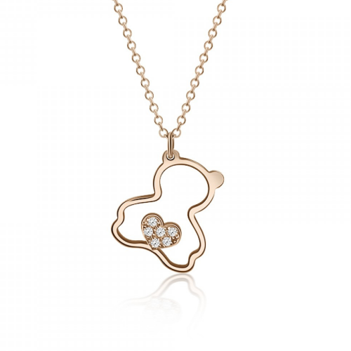 Babies necklace K14 pink gold with bear and diamonds 0.02ct, VS2, H pk0098 NECKLACES Κοσμηματα - chrilia.gr