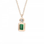Νecklace pink gold K18 with emerald 0.24ct and diamond 0.03ct, VS2, H ko4515 NECKLACES Κοσμηματα - chrilia.gr