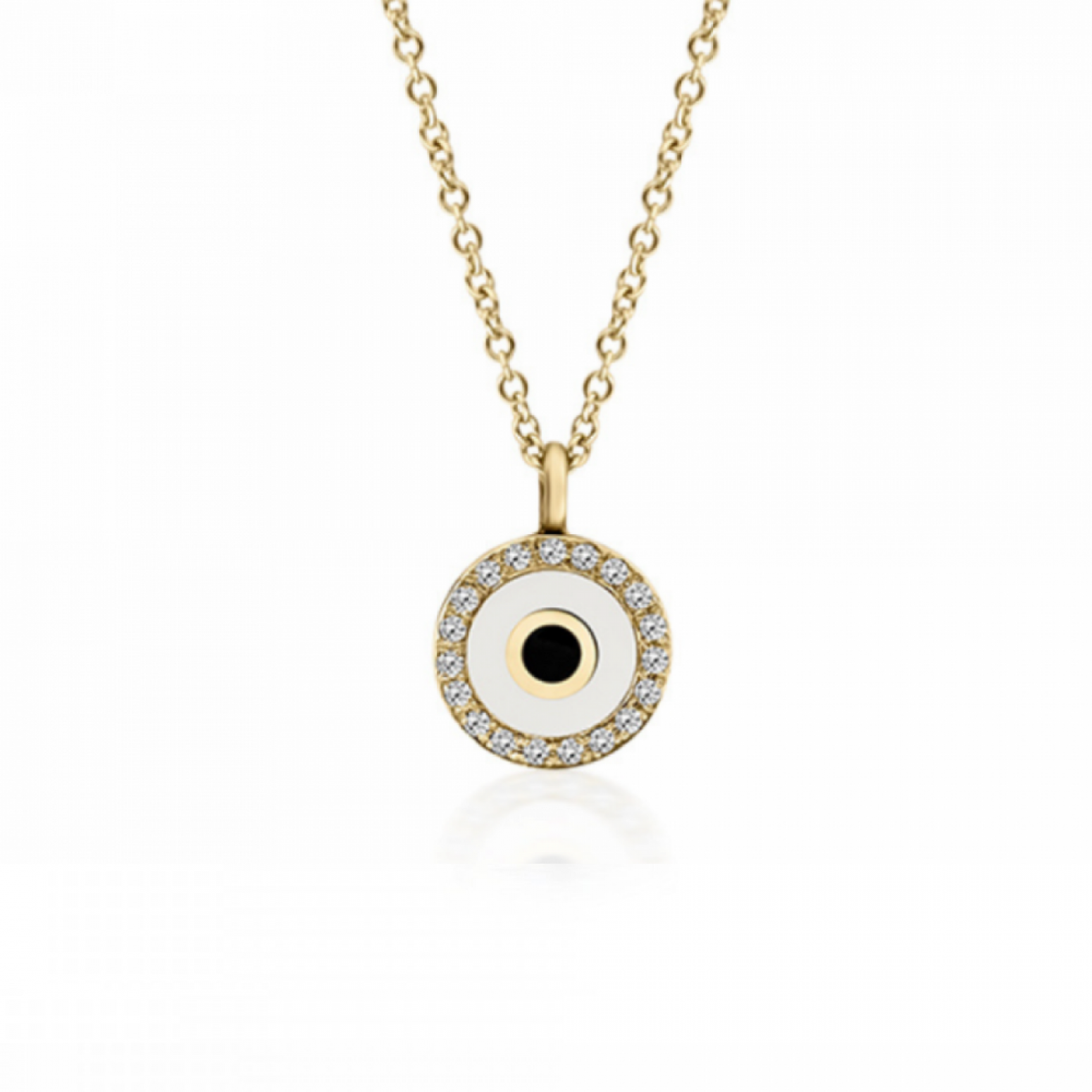 Eye necklace, Κ18 gold with diamonds 0.06ct, VS1, G and enamel, ko5440 NECKLACES Κοσμηματα - chrilia.gr