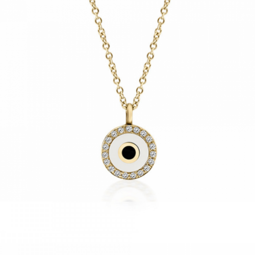 Eye necklace, Κ18 gold with diamonds 0.06ct, VS1, G and enamel, ko5440 NECKLACES Κοσμηματα - chrilia.gr