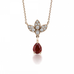 Drop necklace, Κ18 gold with ruby 0.23ct and diamonds 0.15ct, VS1, G, ko5456 NECKLACES Κοσμηματα - chrilia.gr
