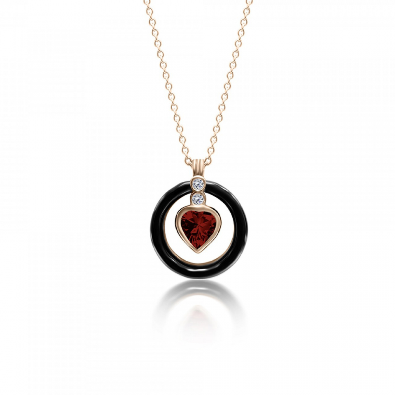 Heart necklace, Κ18 gold with ruby 0.36ct,diamonds 0.02ct VS1, G and enamel ko5461 NECKLACES Κοσμηματα - chrilia.gr