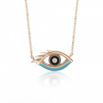 Eye necklace, Κ18 pink gold with diamond 0.01cts, VS1, G and enamel, ko5750 NECKLACES Κοσμηματα - chrilia.gr
