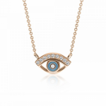 Eye necklace, Κ18 pink gold with diamonds  0.07cts, VS1, G and enamel, ko5754 NECKLACES Κοσμηματα - chrilia.gr