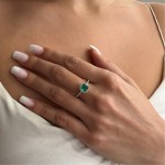 Solitaire ring 18K white gold with emerald 0.98ct and diamonds, VS1, F da3437 ENGAGEMENT RINGS Κοσμηματα - chrilia.gr