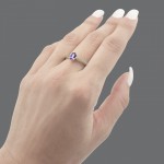 Solitaire ring 14K gold with amethyst and zircon, da4226 RINGS Κοσμηματα - chrilia.gr