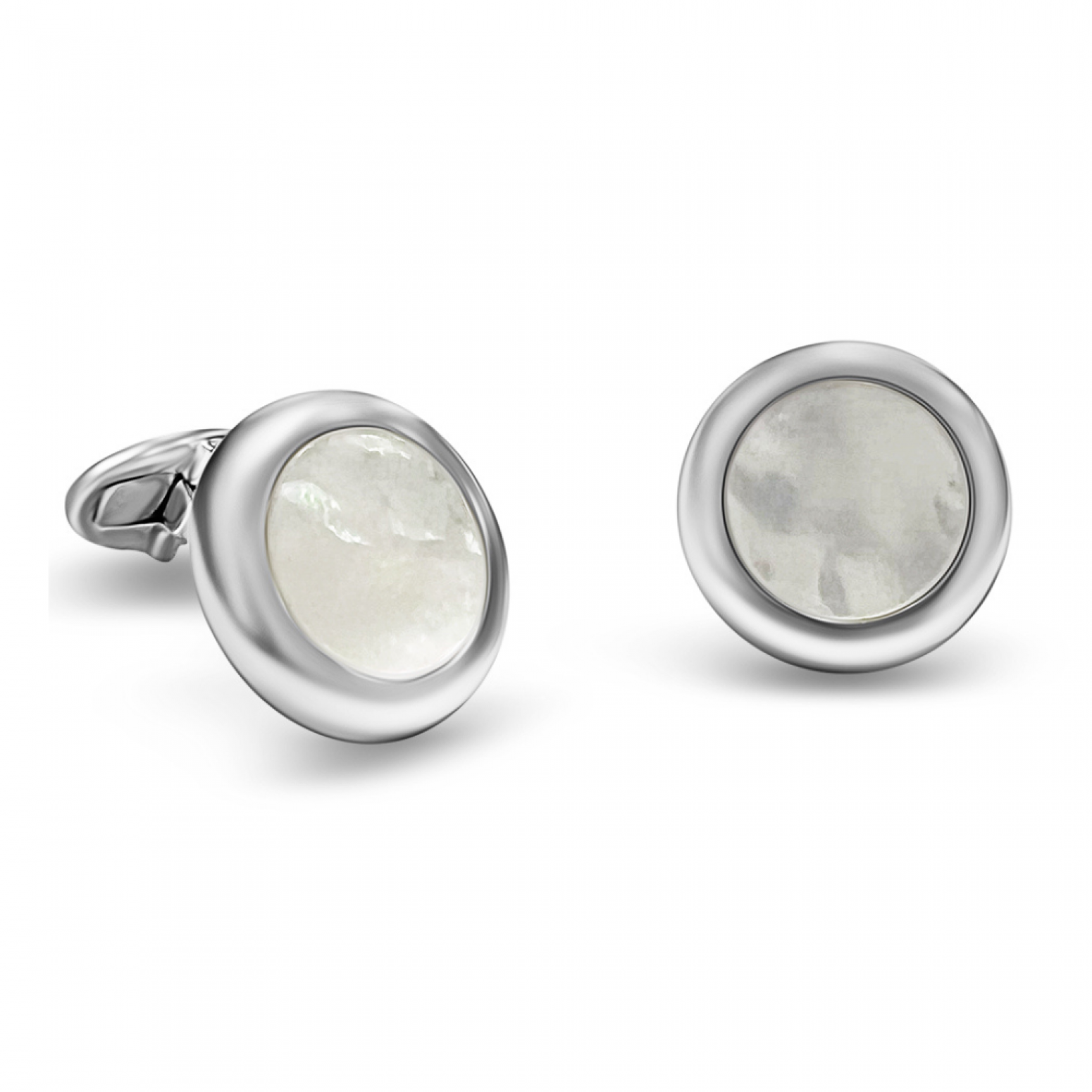 Cufflinks, 14K white gold with mother of pearl, mk0228 GIFTS Κοσμηματα - chrilia.gr
