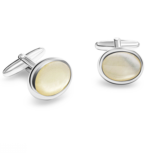 Cufflinks, Silver with mother of pearl, mk0163 GIFTS Κοσμηματα - chrilia.gr