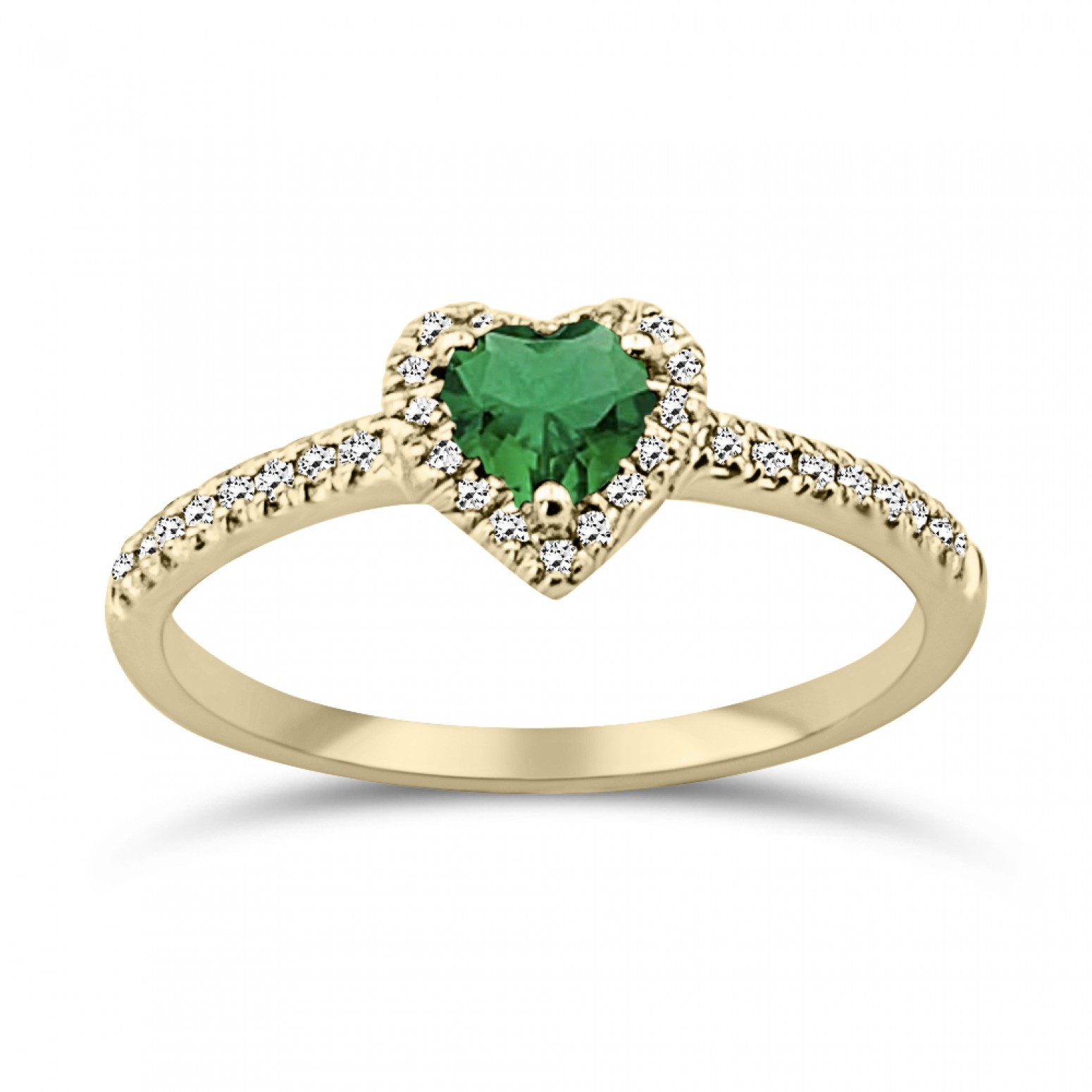 Solitaire heart ring 18K gold with emerald 0.40ct and diamonds VS1, Η da4011 ENGAGEMENT RINGS Κοσμηματα - chrilia.gr