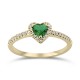 Solitaire heart ring 18K gold with emerald 0.40ct and diamonds VS1, Η da4011