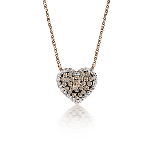 Heart necklace, Κ18 pink gold with diamonds 0.18ct, VS1, G ko4652 NECKLACES Κοσμηματα - chrilia.gr