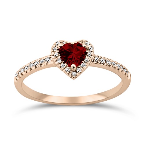 Solitaire heart ring 18K pink gold with ruby 0.46ct and diamonds VS1, H da4012 ENGAGEMENT RINGS Κοσμηματα - chrilia.gr