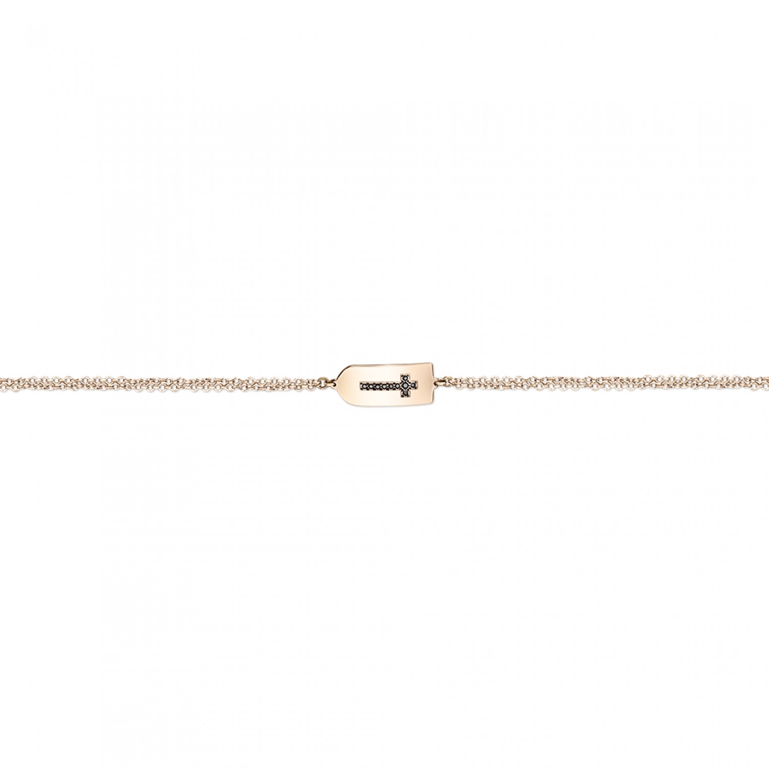 Cross bracelet, Κ14 pink gold with black diamonds 0.02ct, br2233 BRACELETS Κοσμηματα - chrilia.gr