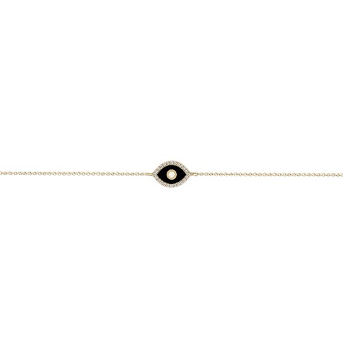 Eye bracelet, Κ18 pink gold with diamonds 0.07ct, VS1, G and enamel, br2616 BRACELETS Κοσμηματα - chrilia.gr