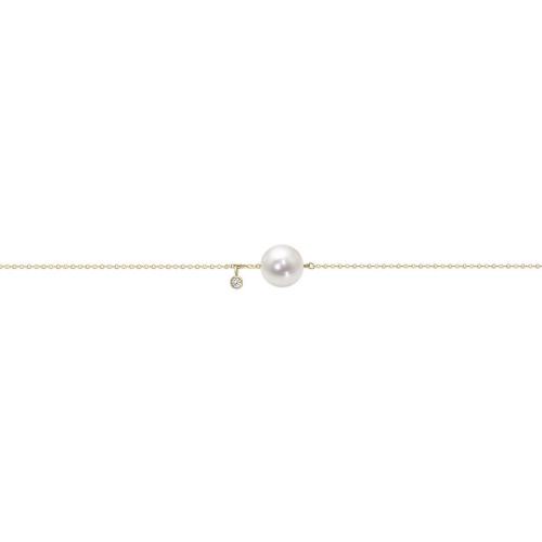Bracelet Κ14 gold with pearl and diamond 0.02ct, VS2, H, br2174 BRACELETS Κοσμηματα - chrilia.gr