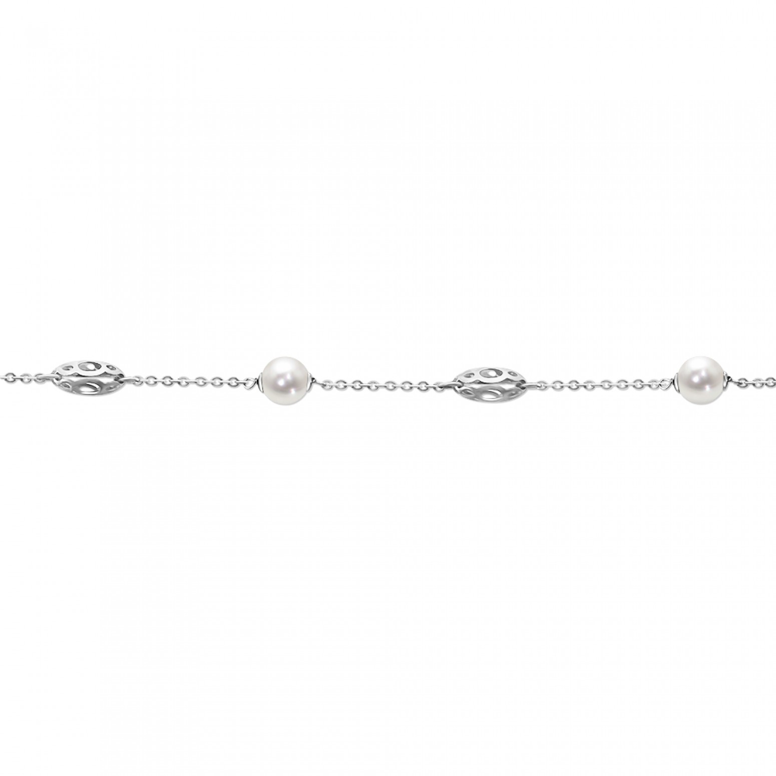 Bracelet Κ14 white gold with pearls, br0633 BRACELETS Κοσμηματα - chrilia.gr