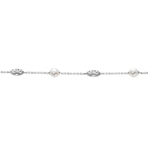 Bracelet Κ14 white gold with pearls, br0633 BRACELETS Κοσμηματα - chrilia.gr