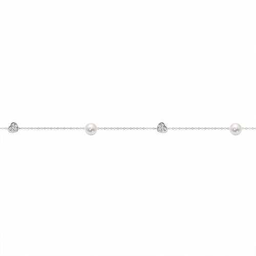 Bracelet with hearts, Κ14 white gold with pearls and zircon, H br1899 BRACELETS Κοσμηματα - chrilia.gr