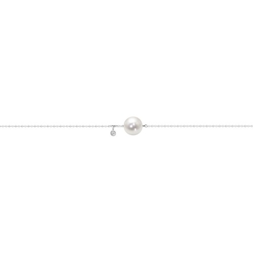 Bracelet Κ14 white gold with pearl and diamond 0.02ct, VS2, H, br2149 BRACELETS Κοσμηματα - chrilia.gr