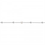 Bracelet with rounds, Κ14 white gold with pearl and zircon,  br2385 BRACELETS Κοσμηματα - chrilia.gr