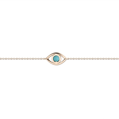 Eye bracelet, Κ14 pink gold with turquoise, pb0366 BRACELETS Κοσμηματα - chrilia.gr