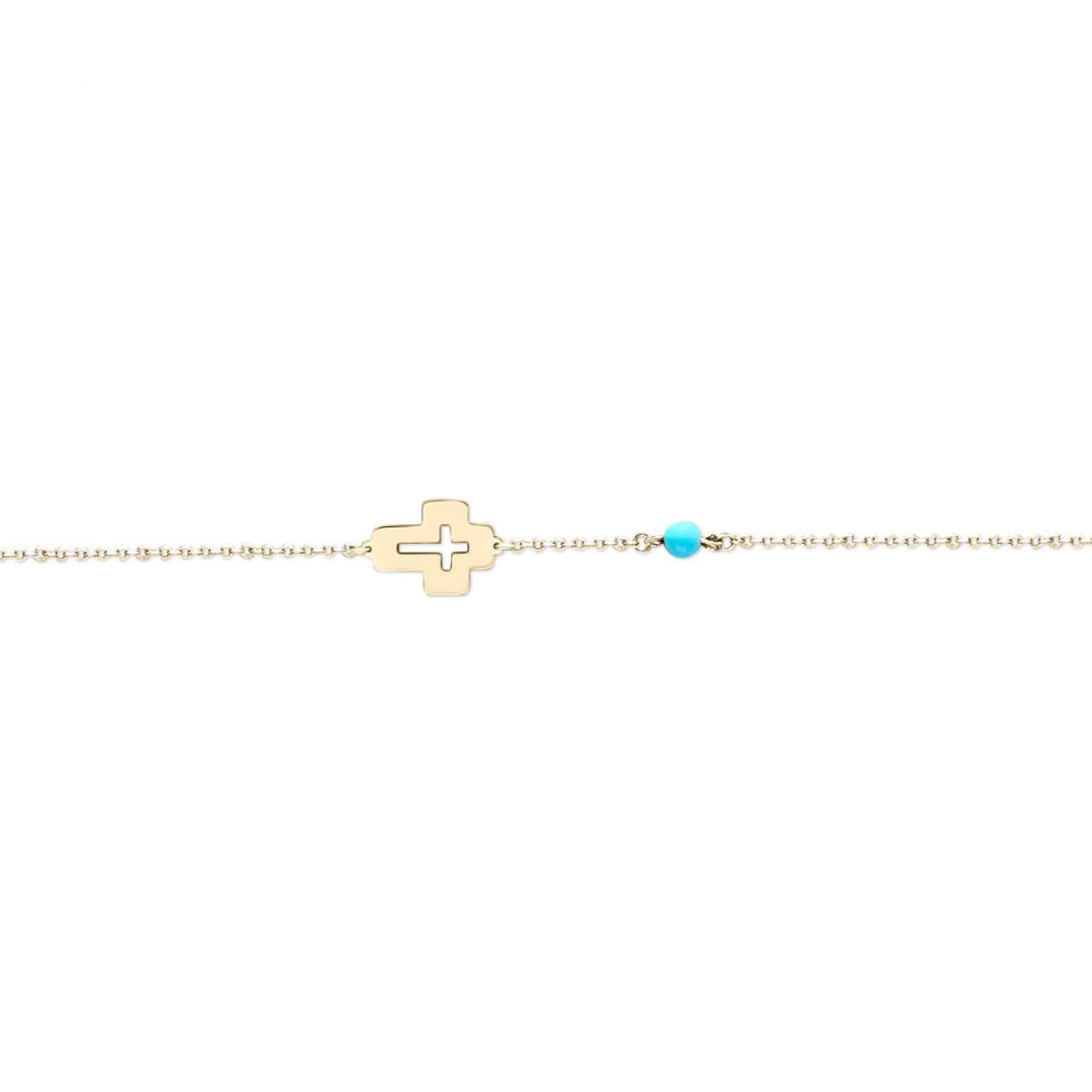 Babies bracelet K14 gold with cross and turquoise pb0407 BRACELETS Κοσμηματα - chrilia.gr