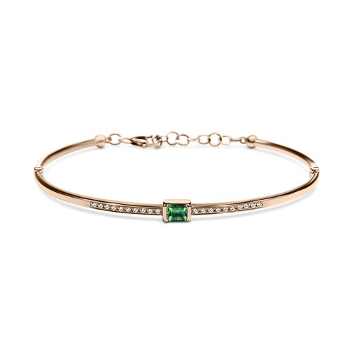 Bracelet handcuffs, Κ18 pink gold with emerald 0.21ct and diamonds br2399 BRACELETS Κοσμηματα - chrilia.gr
