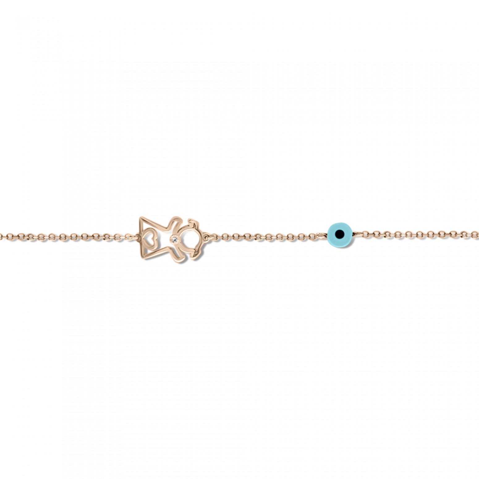 Babies bracelet K14 pink gold with girl, eye and diamond 0.01ct, VS2, H pb0164 BRACELETS Κοσμηματα - chrilia.gr