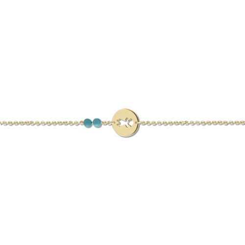 Babies bracelet K14 gold with girl and turquoise pb0196 BRACELETS Κοσμηματα - chrilia.gr