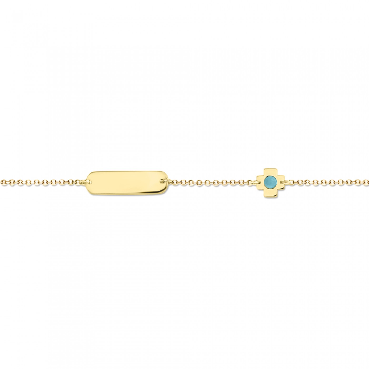Babies identity bracelet K14 gold with cross and turquoise pb0216 BRACELETS Κοσμηματα - chrilia.gr