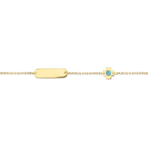 Babies identity bracelet K14 gold with cross and turquoise pb0216 BRACELETS Κοσμηματα - chrilia.gr
