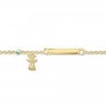 Babies identity bracelet K14 gold with girl, diamonds 0.12ct, VS2, H  and turquoise pb0221 BRACELETS Κοσμηματα - chrilia.gr