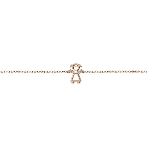 Babies bracelet K14 pink gold with girl and diamonds 0.02ct, VS2, H pb0237 BRACELETS Κοσμηματα - chrilia.gr